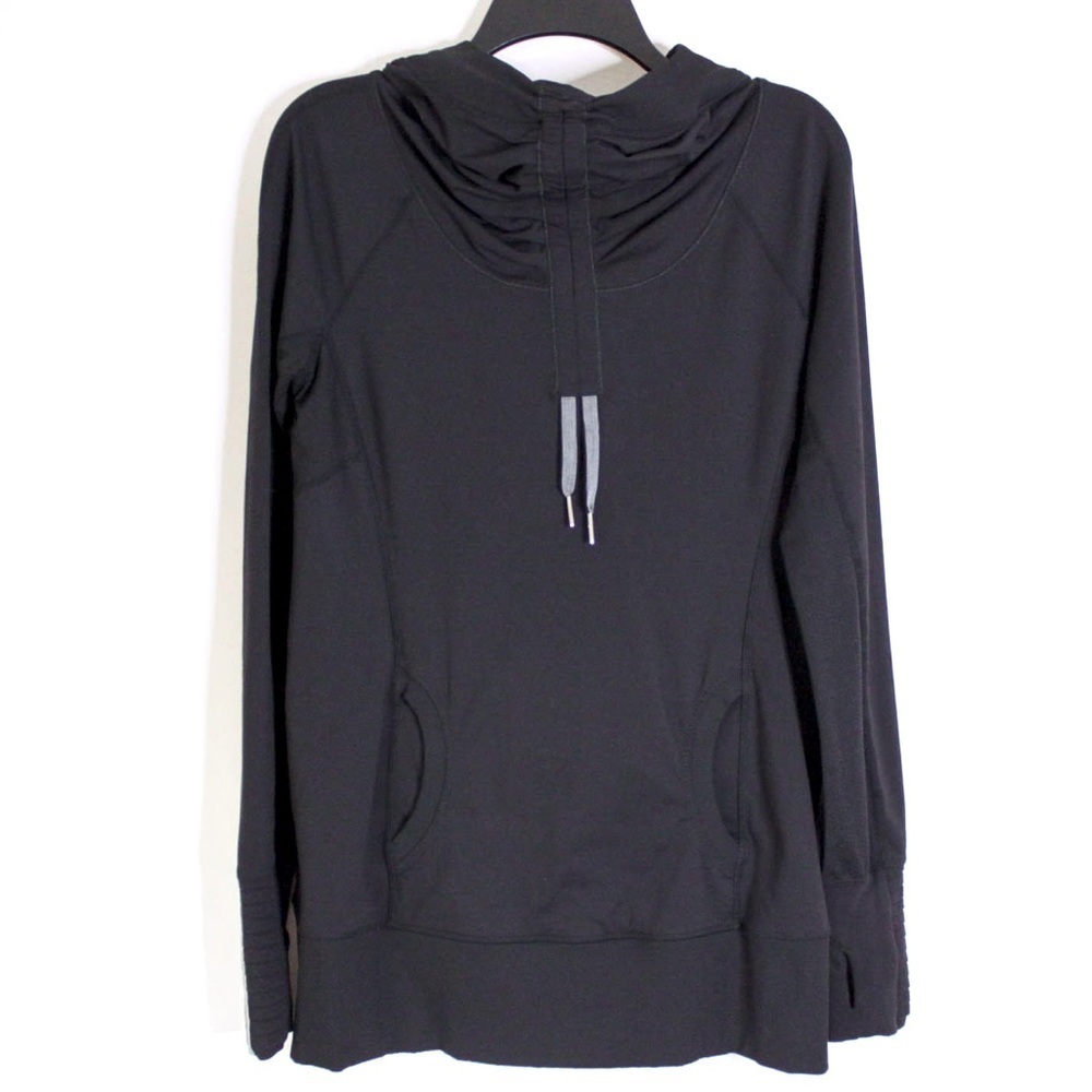 Lululemon Avenue Black Hoodie Cowl Neck Pullover Cinched 35 Inch Chest Size 6/8